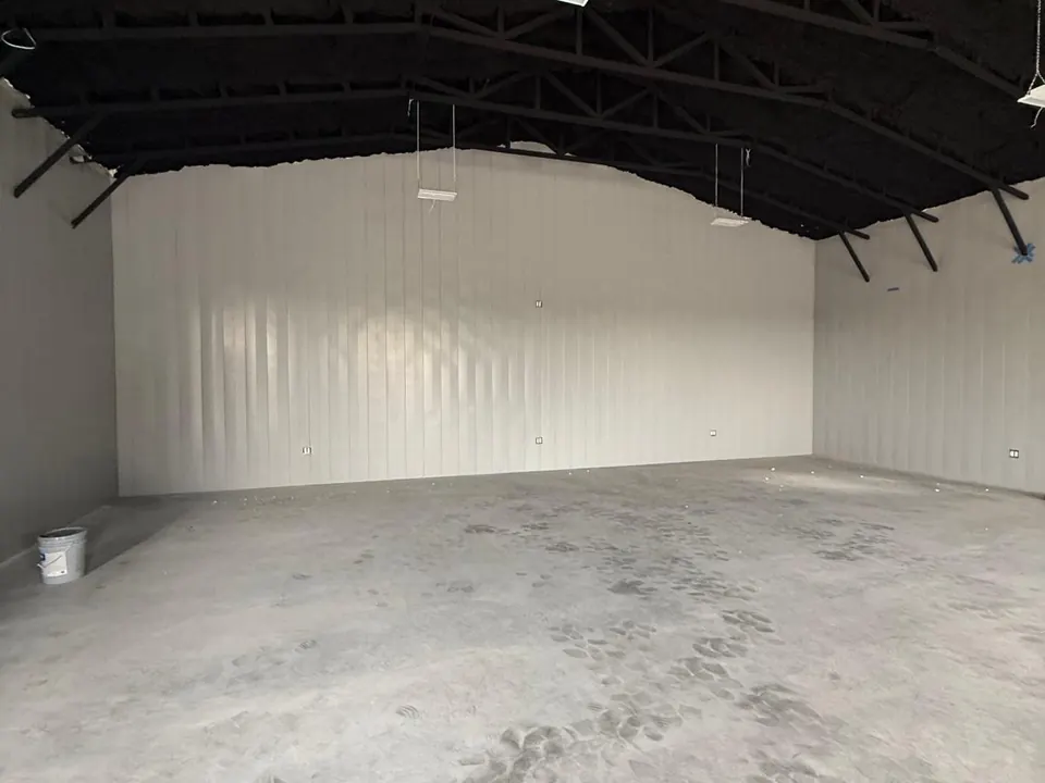 Completed hangar interior metal wall enclosure