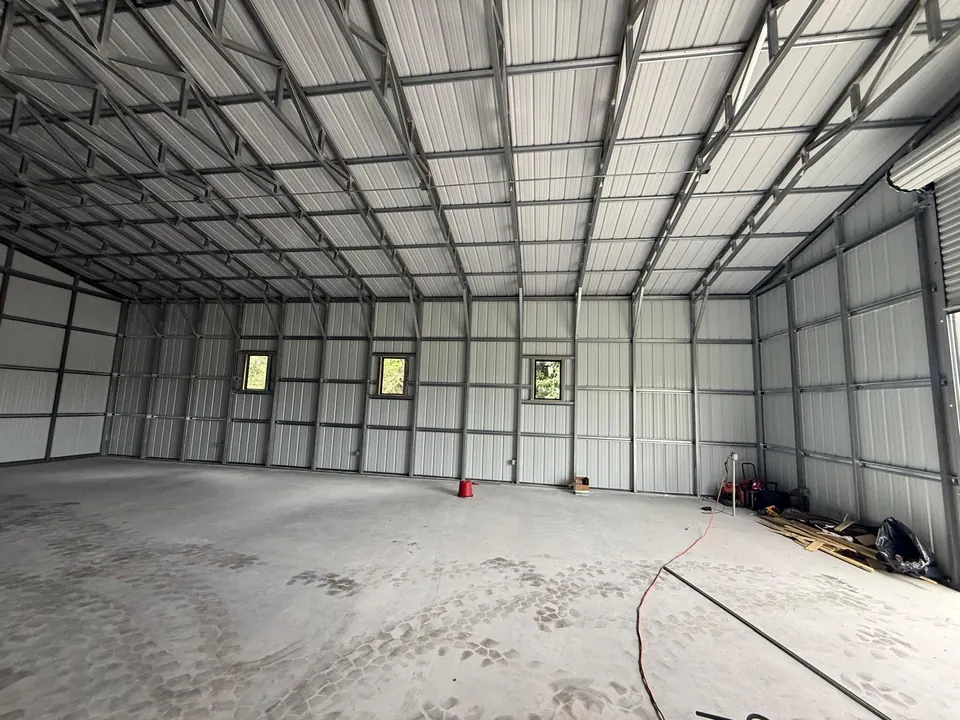 Finished hangar wall panels and structural frame