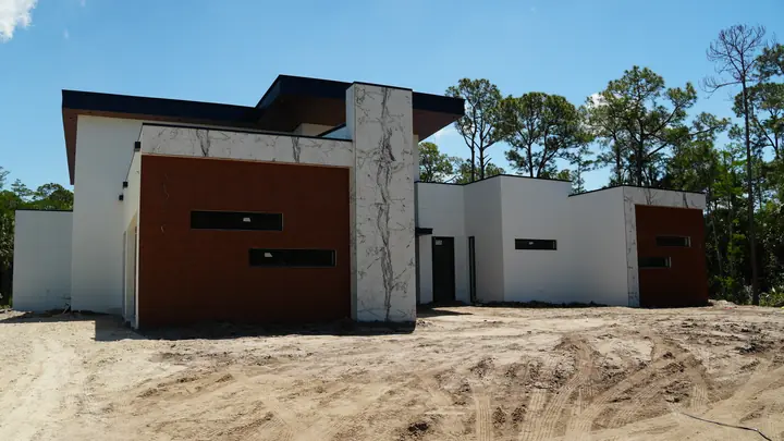 Perspective of the building volumes under construction